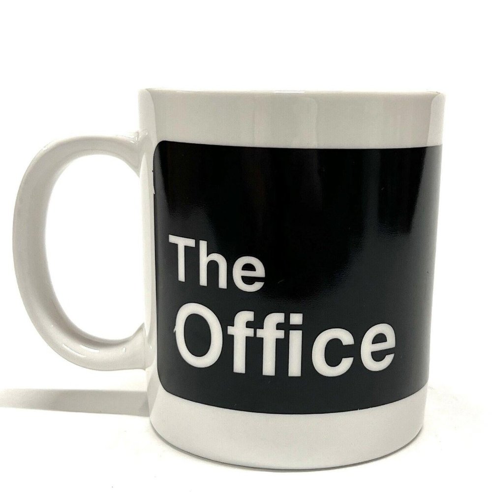 The Office Oversized Coffee Mug Spencer Gifts Dunder Mifflin White Black Banner